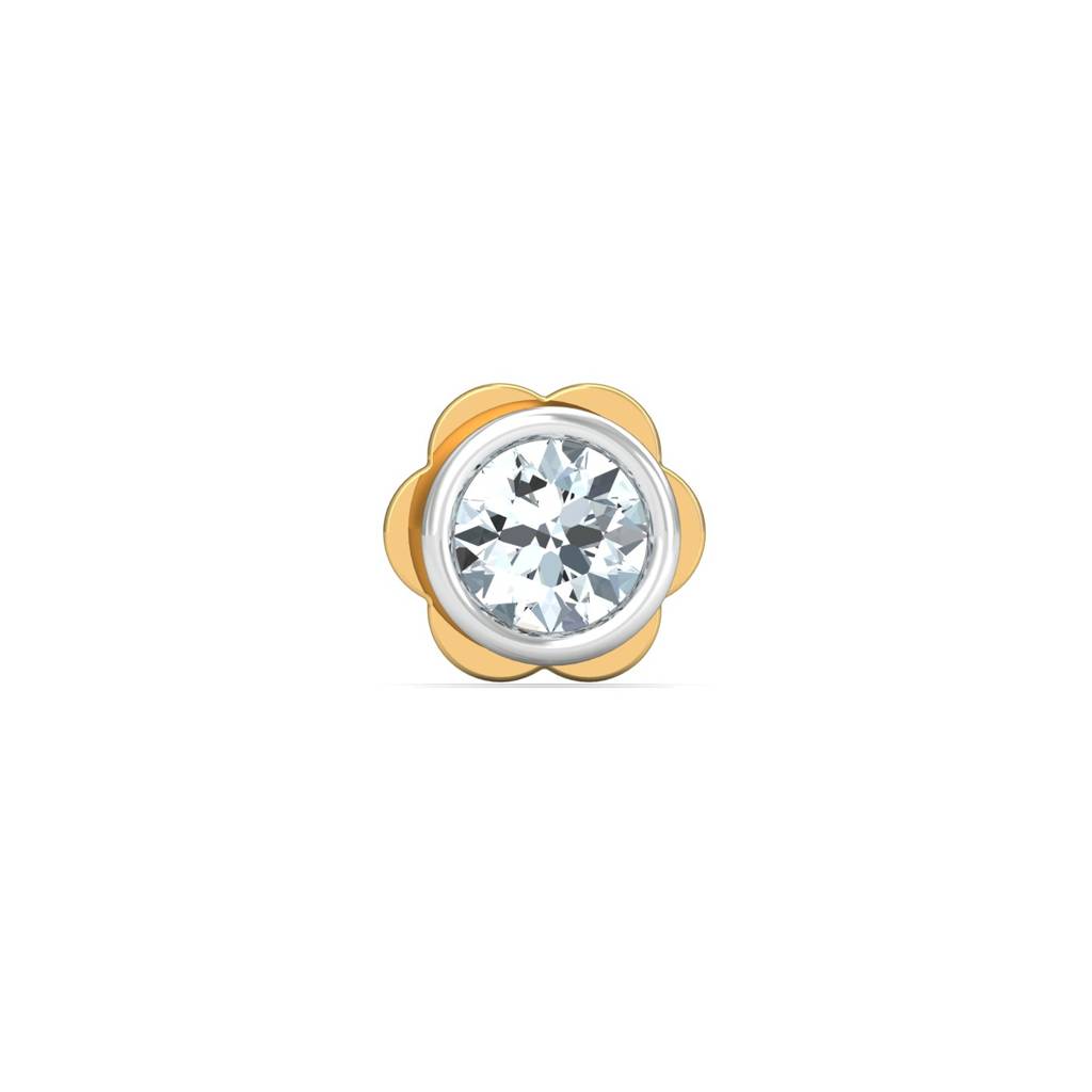 KuberBox 18K Yellow Gold Bezel 5 Cent Nose Stud