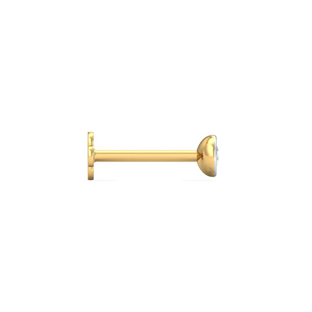 KuberBox 18K Yellow Gold Bezel 5 Cent Nose Stud