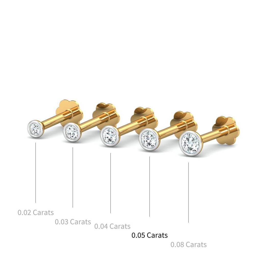 KuberBox 18K Yellow Gold Bezel 5 Cent Nose Stud
