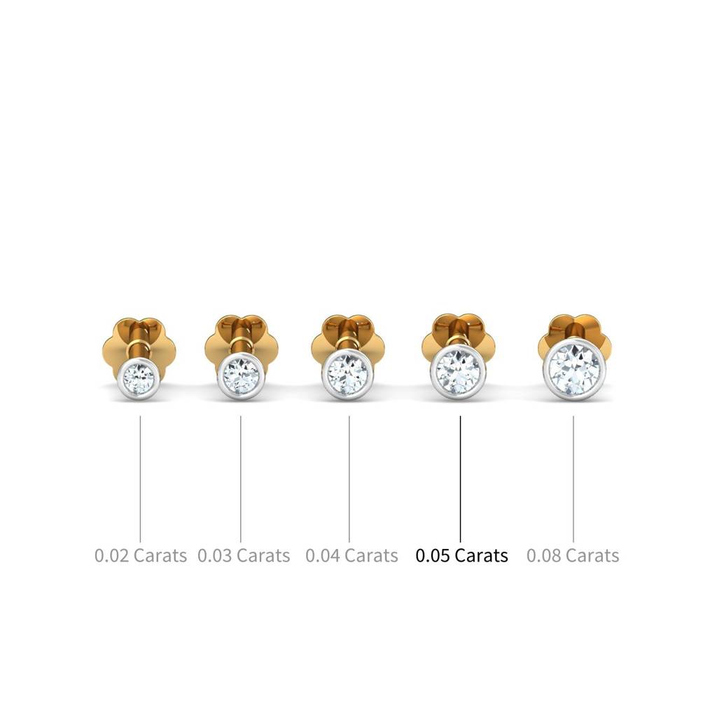 KuberBox 18K Yellow Gold Bezel 5 Cent Nose Stud