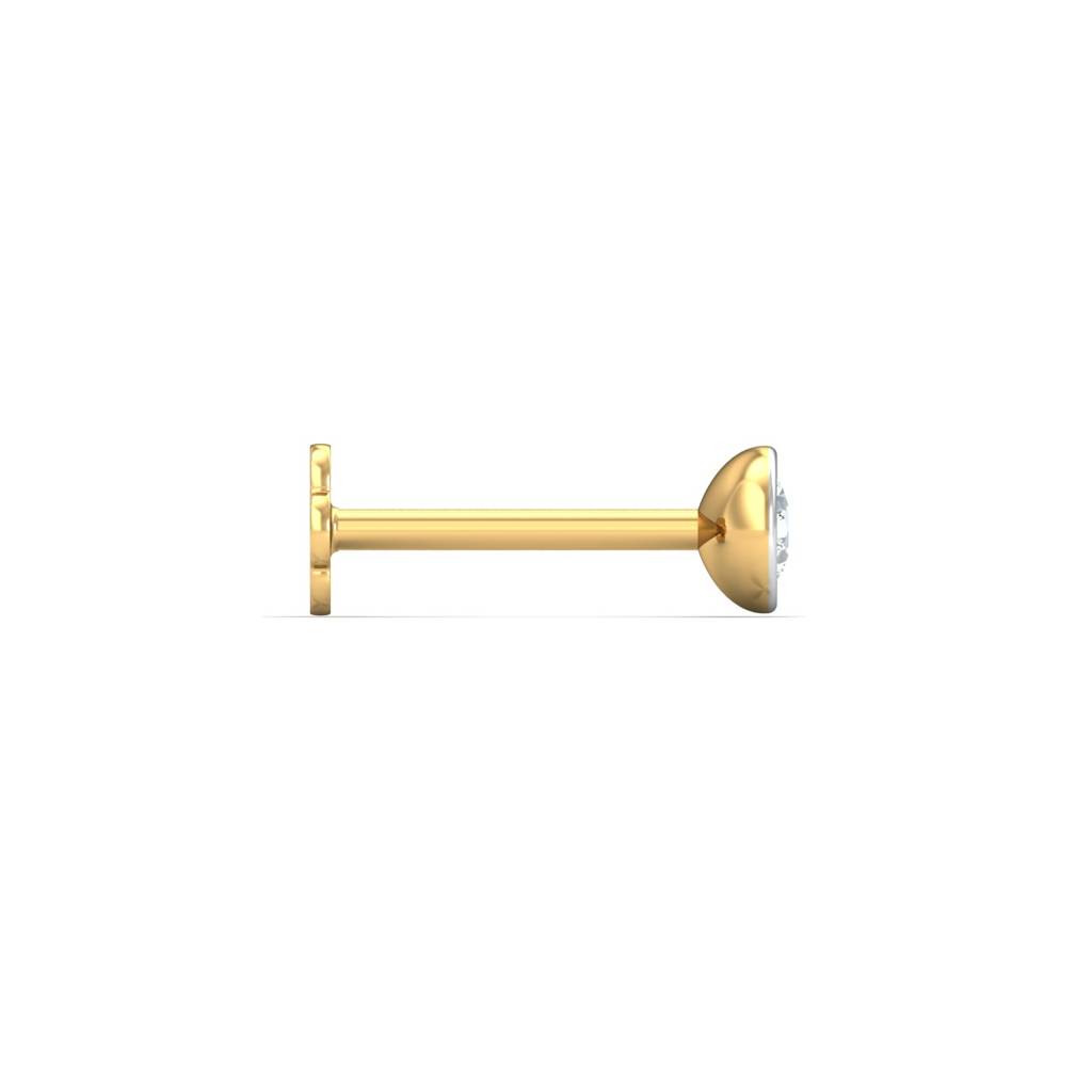 KuberBox 18K Yellow Gold Bezel 8 Cent Nose Stud