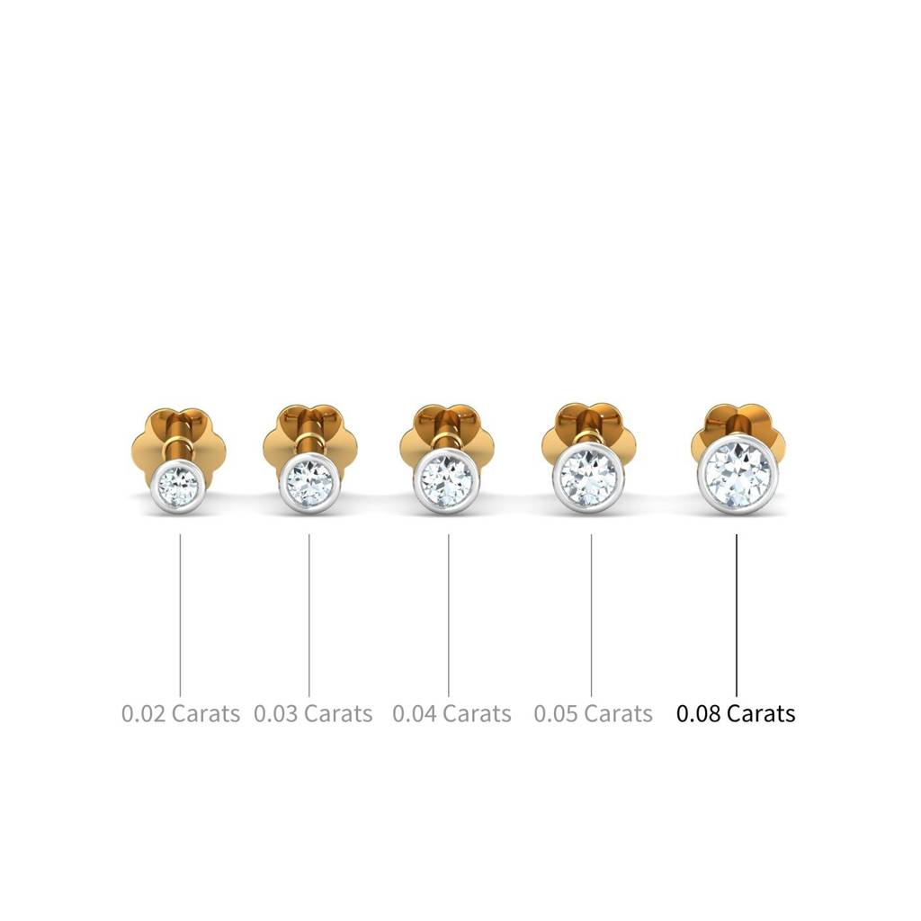 KuberBox 18K Yellow Gold Bezel 8 Cent Nose Stud