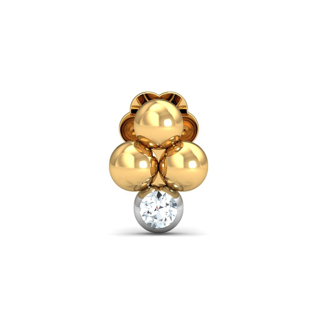 KuberBox 18K Yellow Gold Mukta Nose Stud