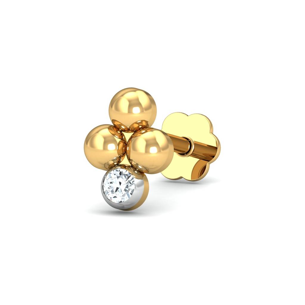 KuberBox 18K Yellow Gold Mukta Nose Stud