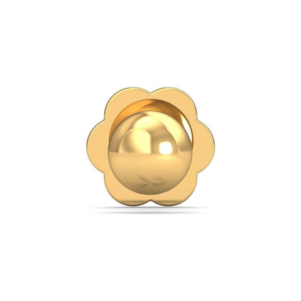 KuberBox 18K Yellow Gold 2.5 MM Gold Ball Nose Stud