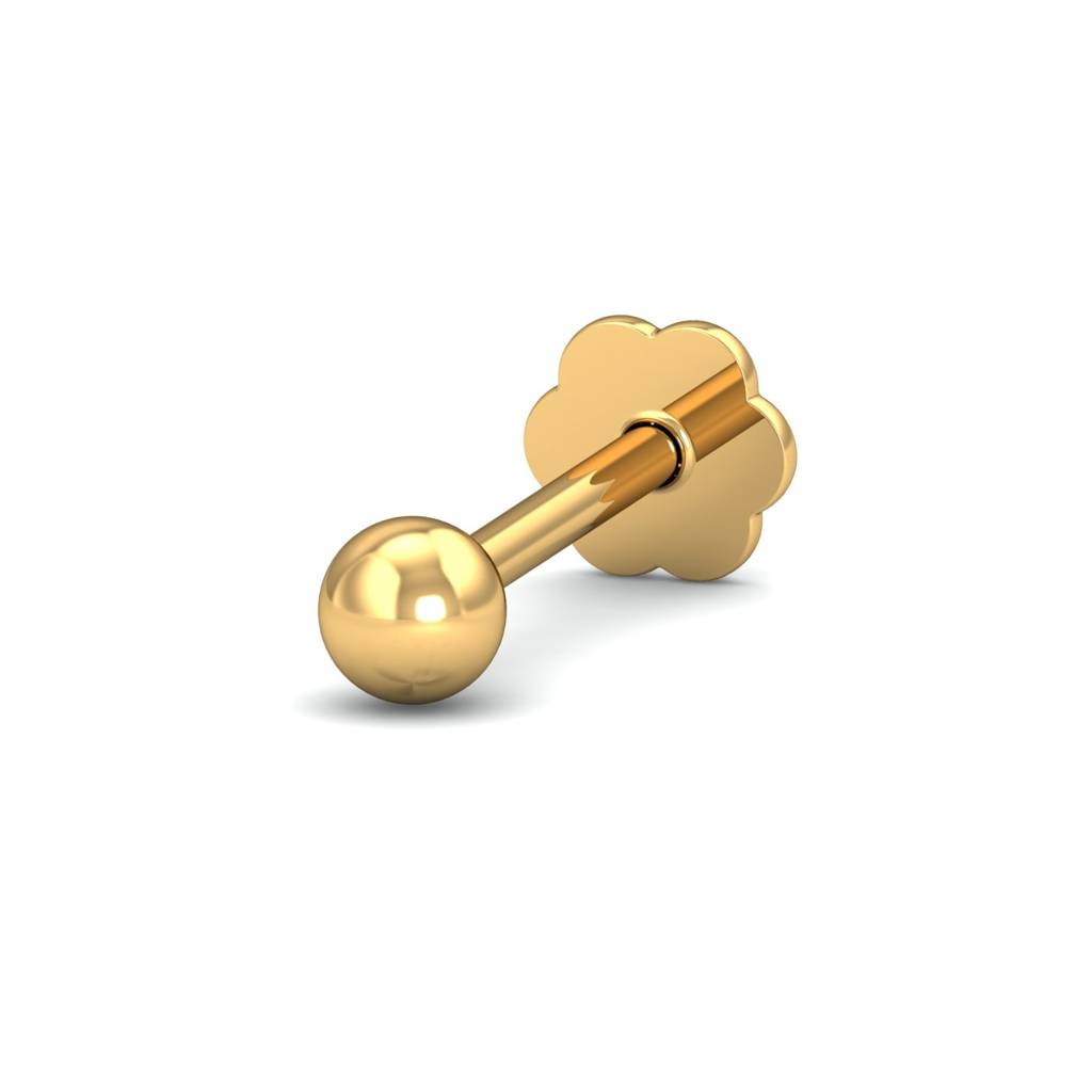 KuberBox 18K Yellow Gold 2.5 MM Gold Ball Nose Stud