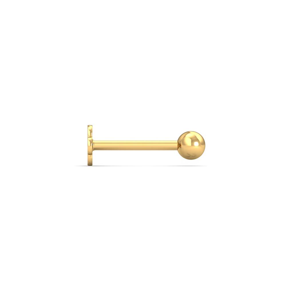 KuberBox 18K Yellow Gold 2.5 MM Gold Ball Nose Stud