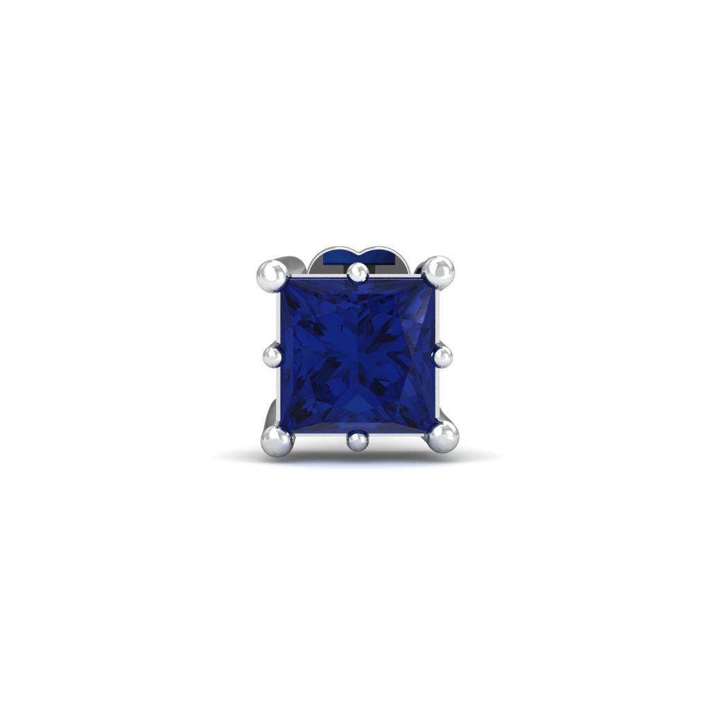 KuberBox 18K White Gold Parzva Blue Sapphire Nose Pin
