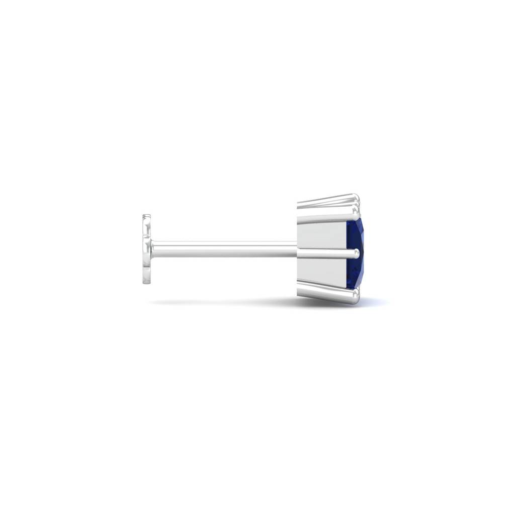 KuberBox 18K White Gold Parzva Blue Sapphire Nose Pin
