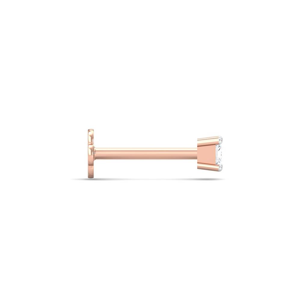 KuberBox 18K Rose Gold Tiny Square Diamond Nose Stud