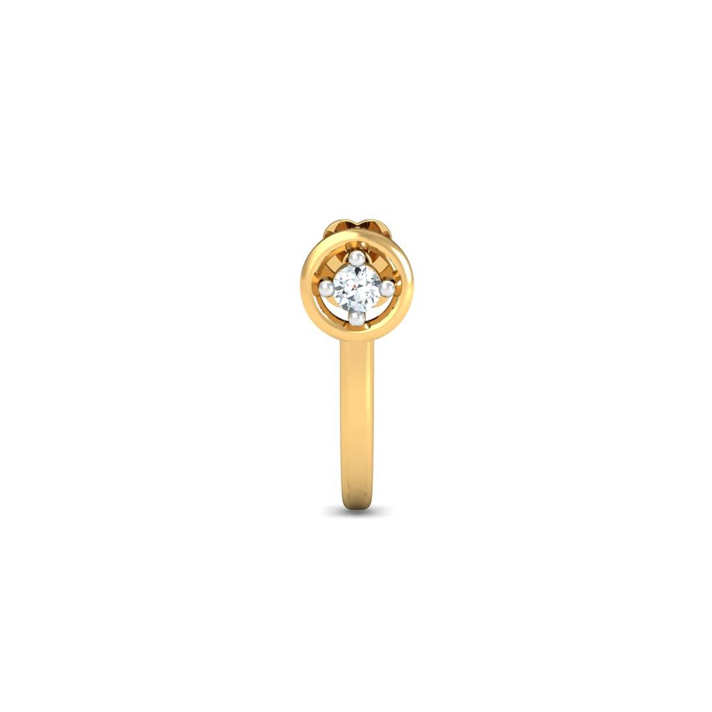 KuberBox 18K Yellow Gold Bling J-Shaped Nose Stud