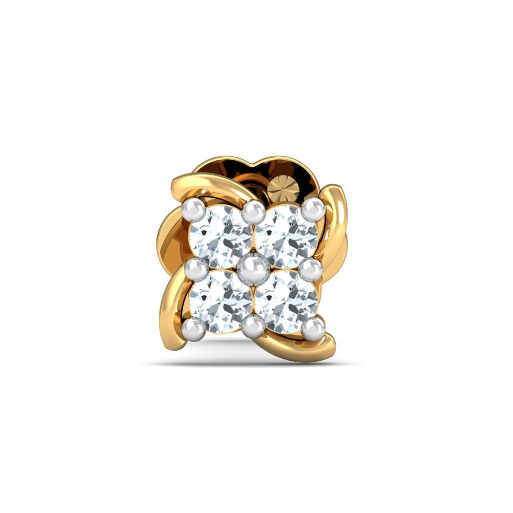 KuberBox 18K Yellow Gold Quartet Stud Nose Stud