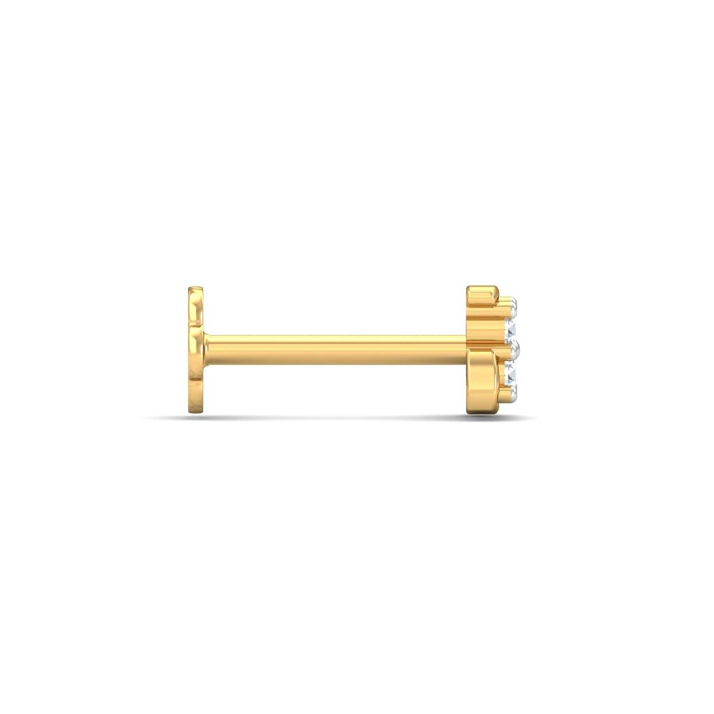 KuberBox 18K Yellow Gold Quartet Stud Nose Stud