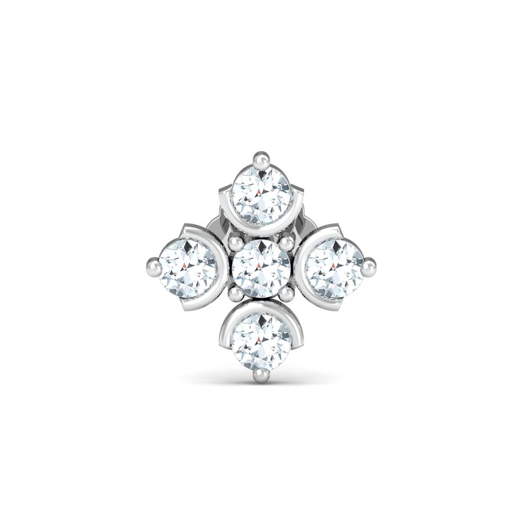 KuberBox 18K White Gold Cinque Nose Stud
