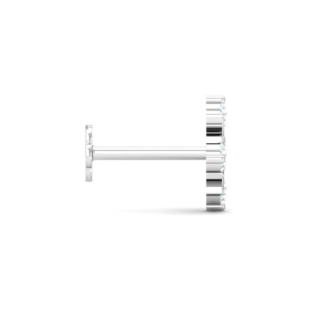KuberBox 18K White Gold Cinque Nose Stud