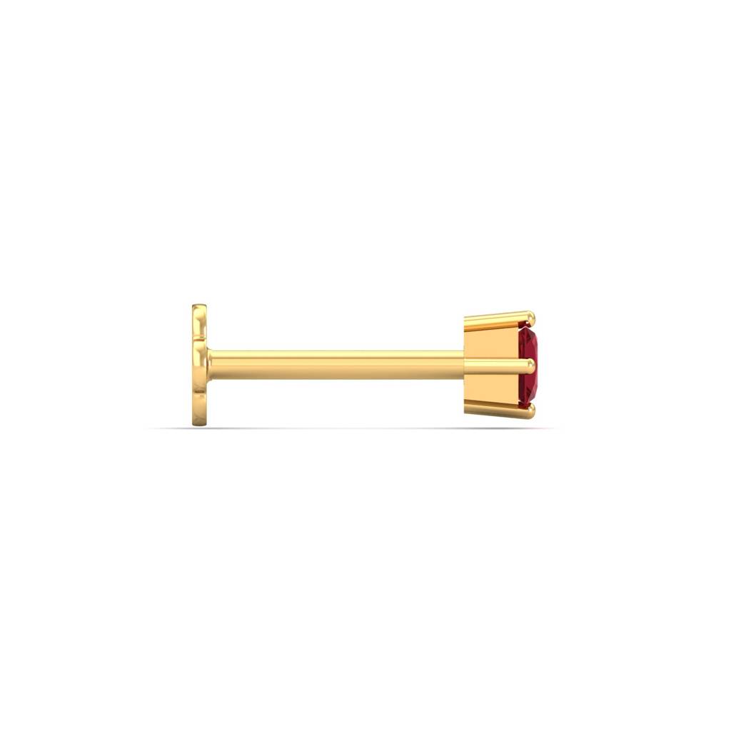 KuberBox 18K Yellow Gold 2.5mm Square Ruby Nose Stud