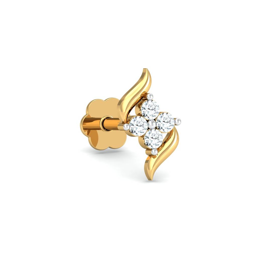 KuberBox 18K Yellow Gold Dvidal Nose Stud