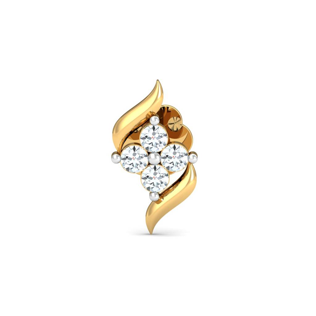 KuberBox 18K Yellow Gold Dvidal Nose Stud