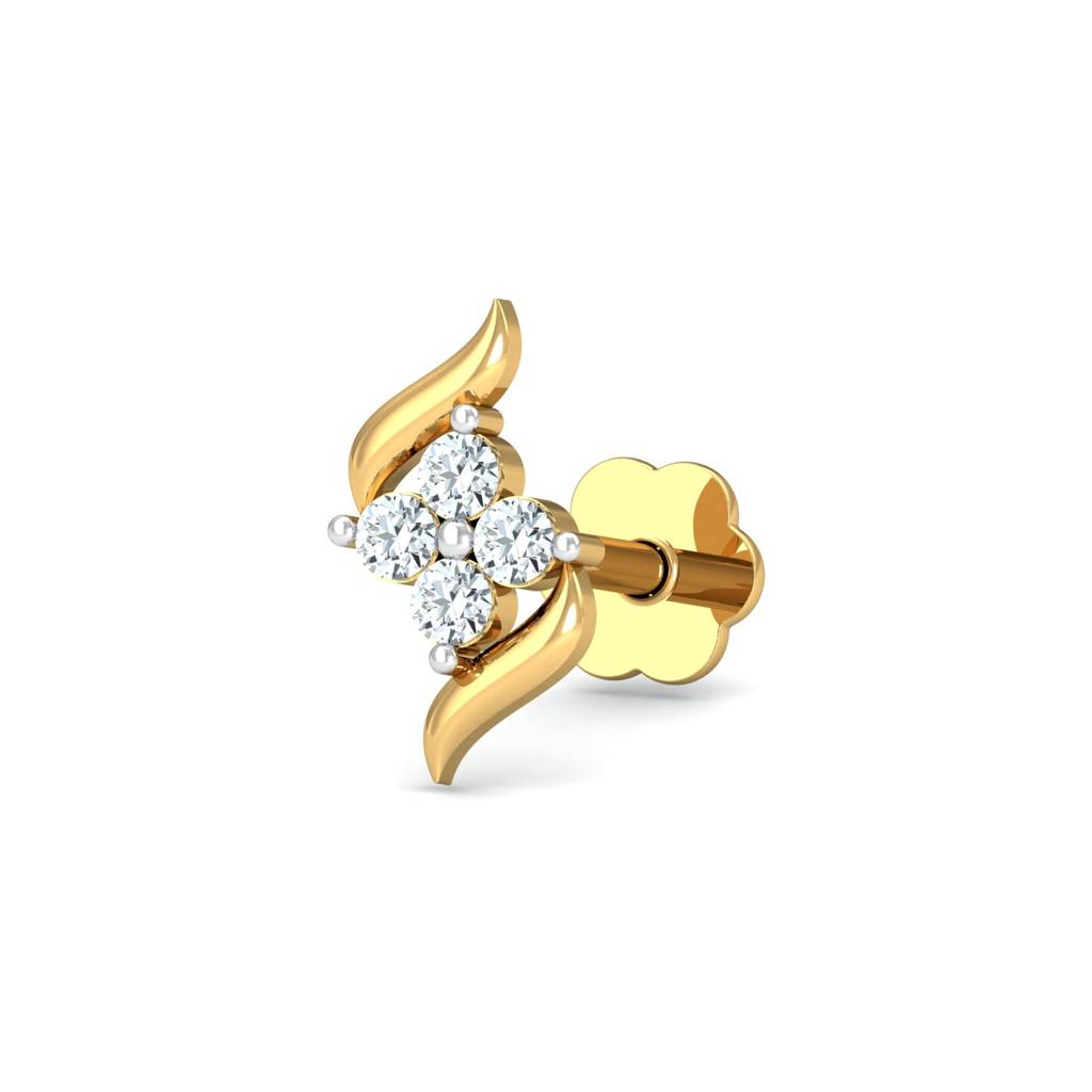 KuberBox 18K Yellow Gold Dvidal Nose Stud