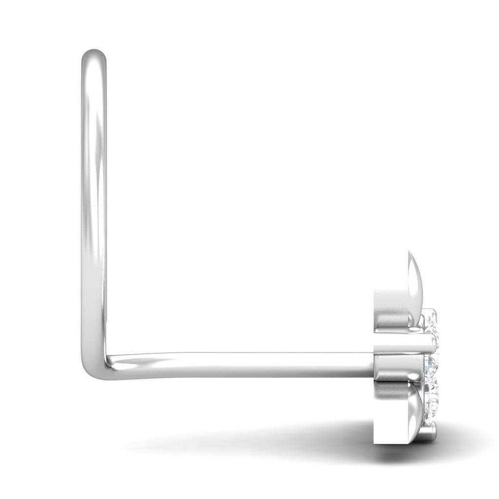 KuberBox 18K White Gold Triangular 0.03 Carat Nose Pin