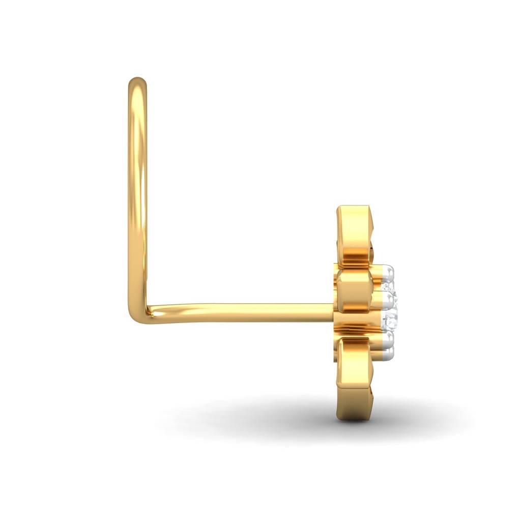 KuberBox 18K Yellow Gold Vandana 0.10 Carat Nose Pin
