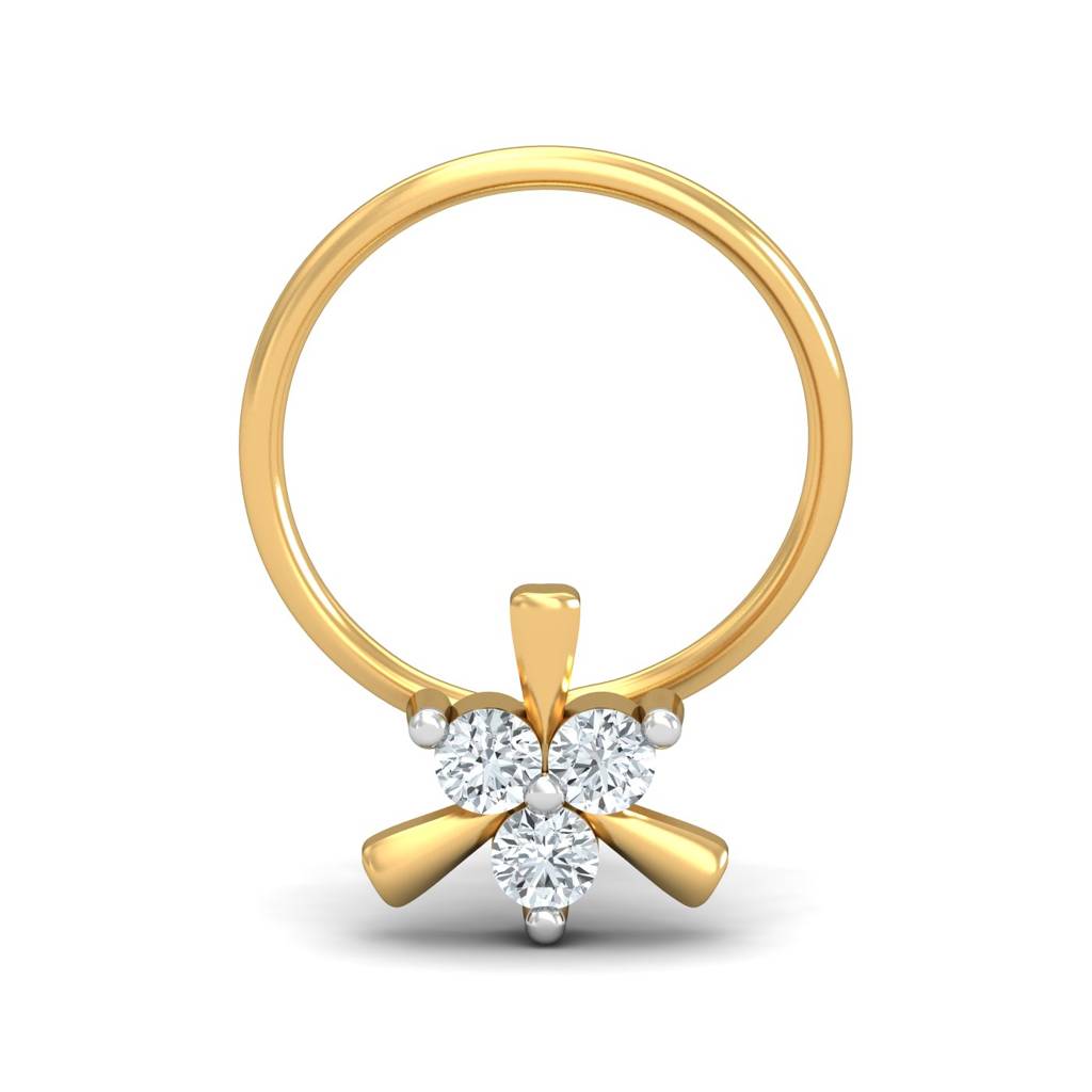 KuberBox 18K Yellow Gold Dainty 0.07 Carat Nose Pin
