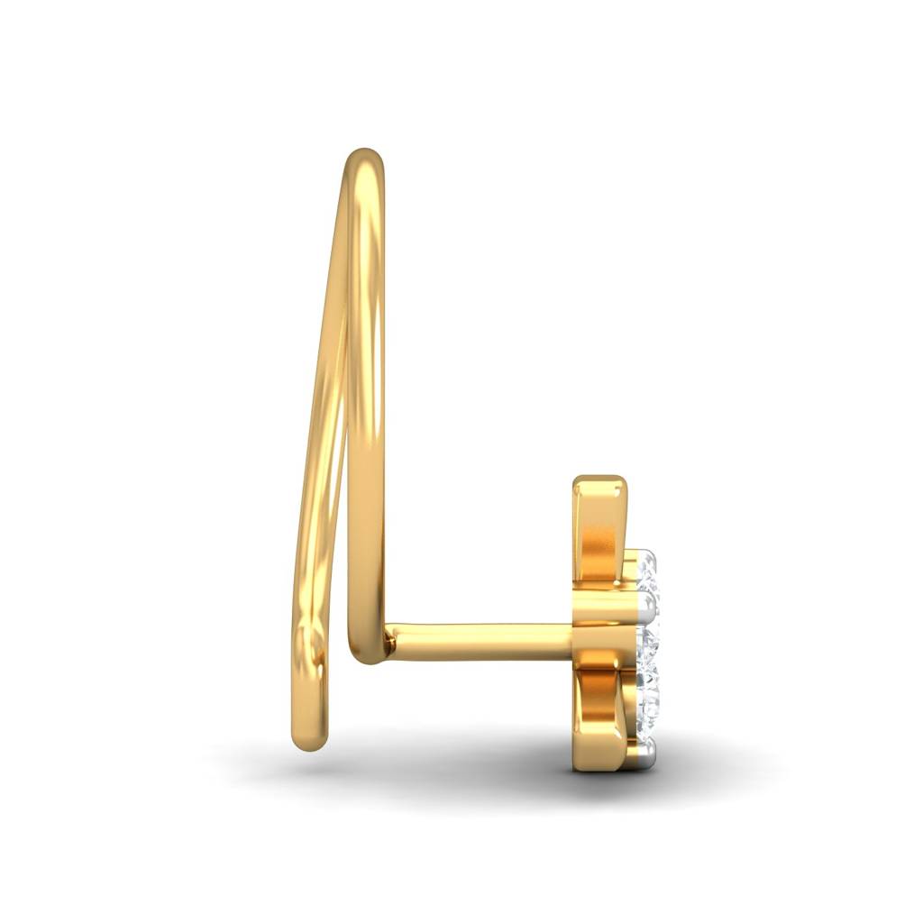 KuberBox 18K Yellow Gold Dainty 0.07 Carat Nose Pin