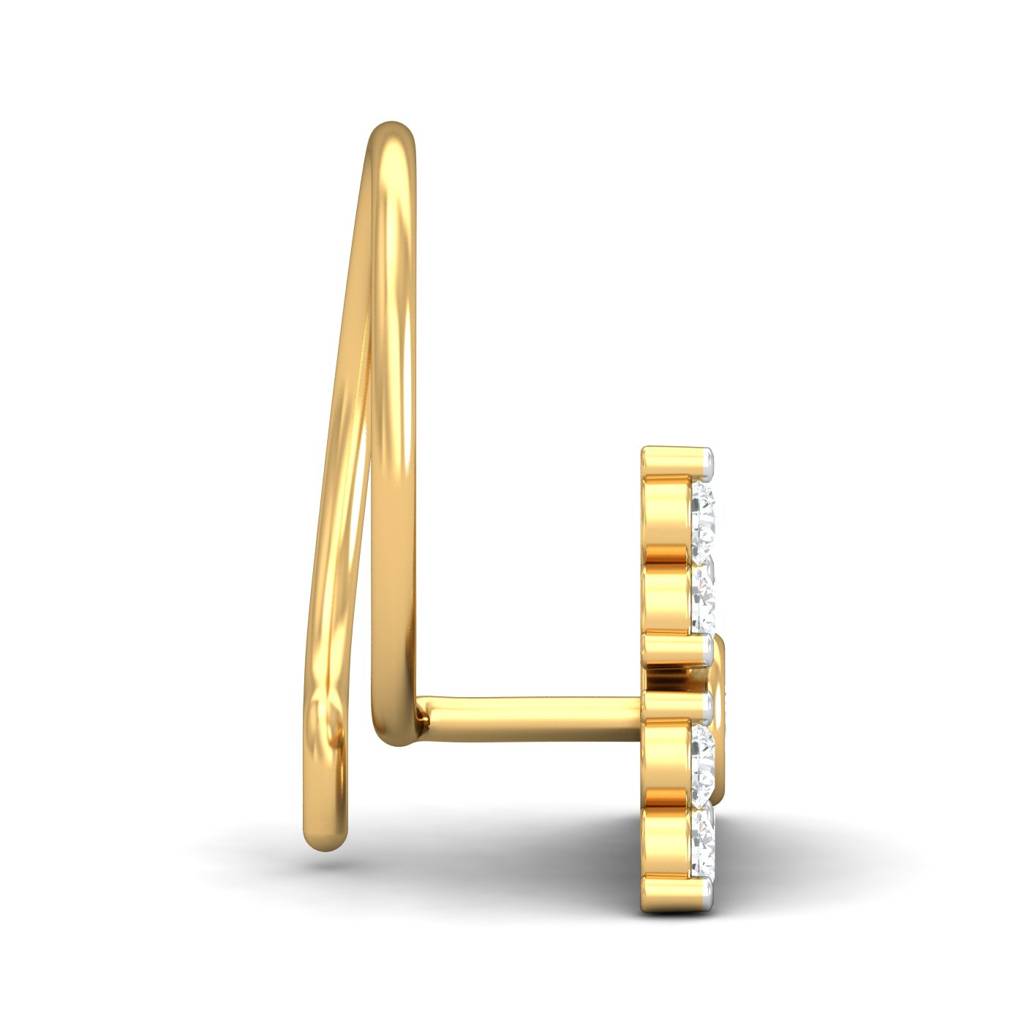 KuberBox 18K Yellow Gold Pyramid 0.15 Carat Nose Pin