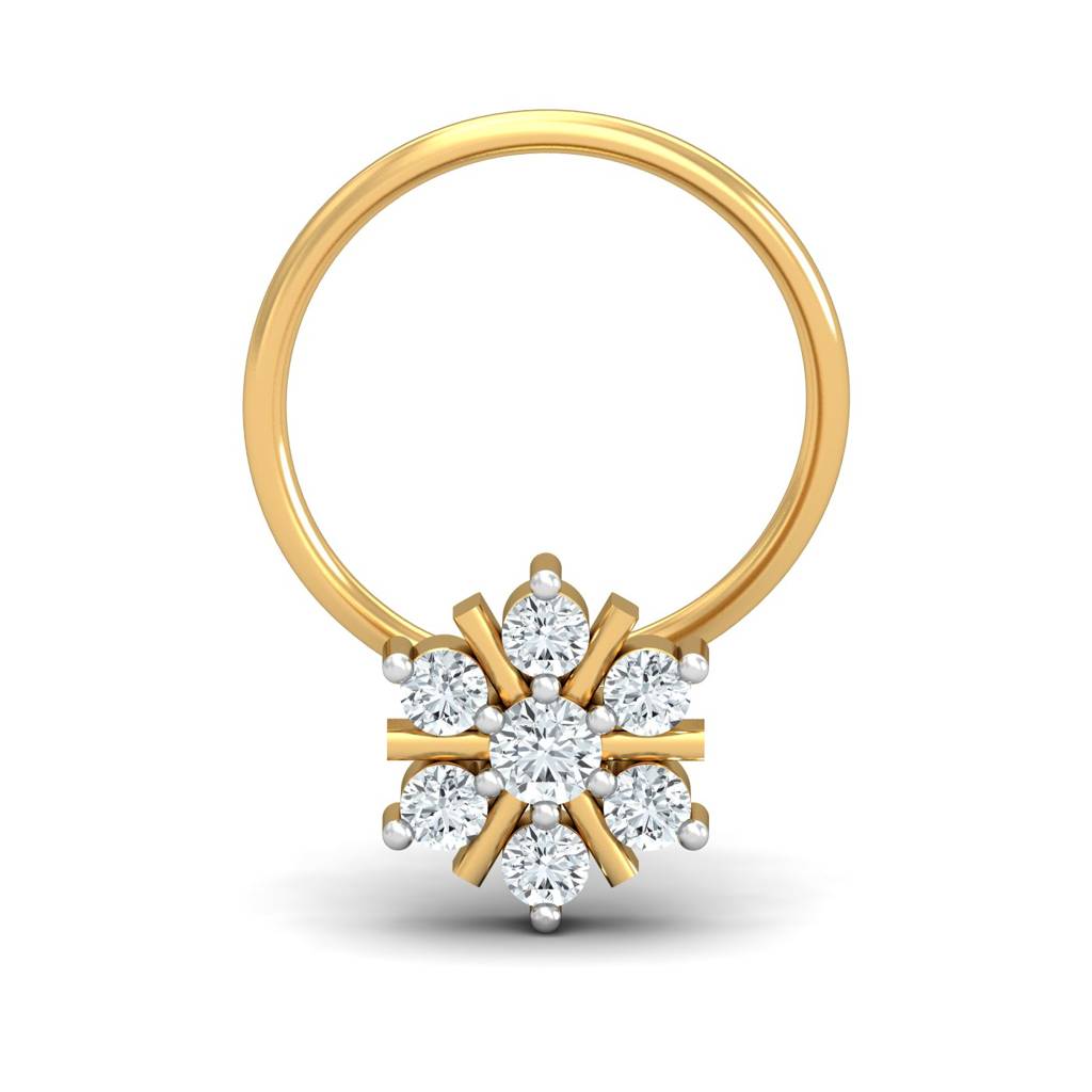 KuberBox 18K Yellow Gold Agni 0.11 Carat Nose Pin