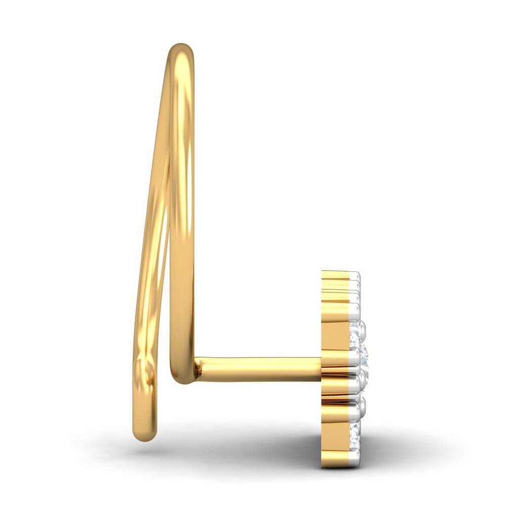 KuberBox 18K Yellow Gold Square Motif 0.09 Carat Nose Pin
