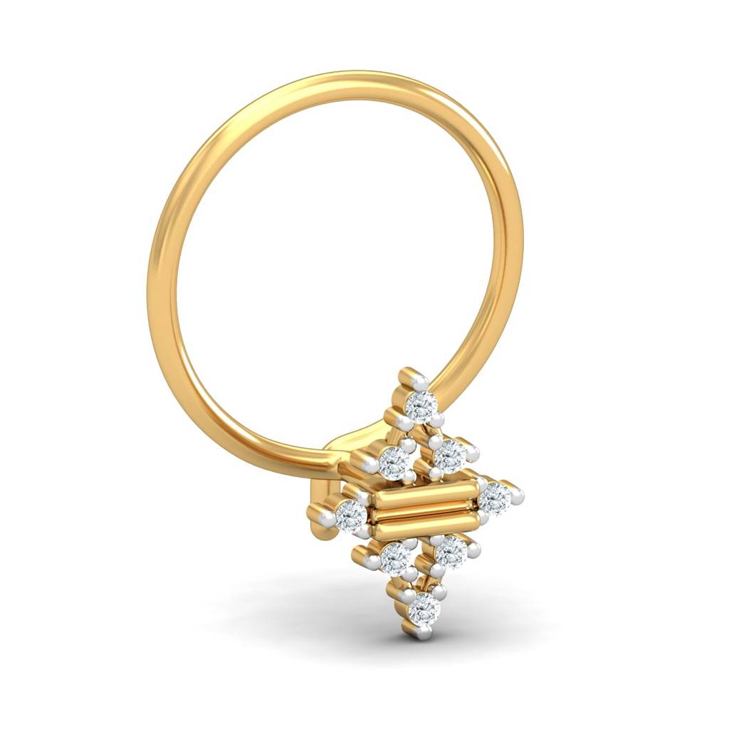 KuberBox 18K Yellow Gold Desire 0.03 Carat Nose Pin