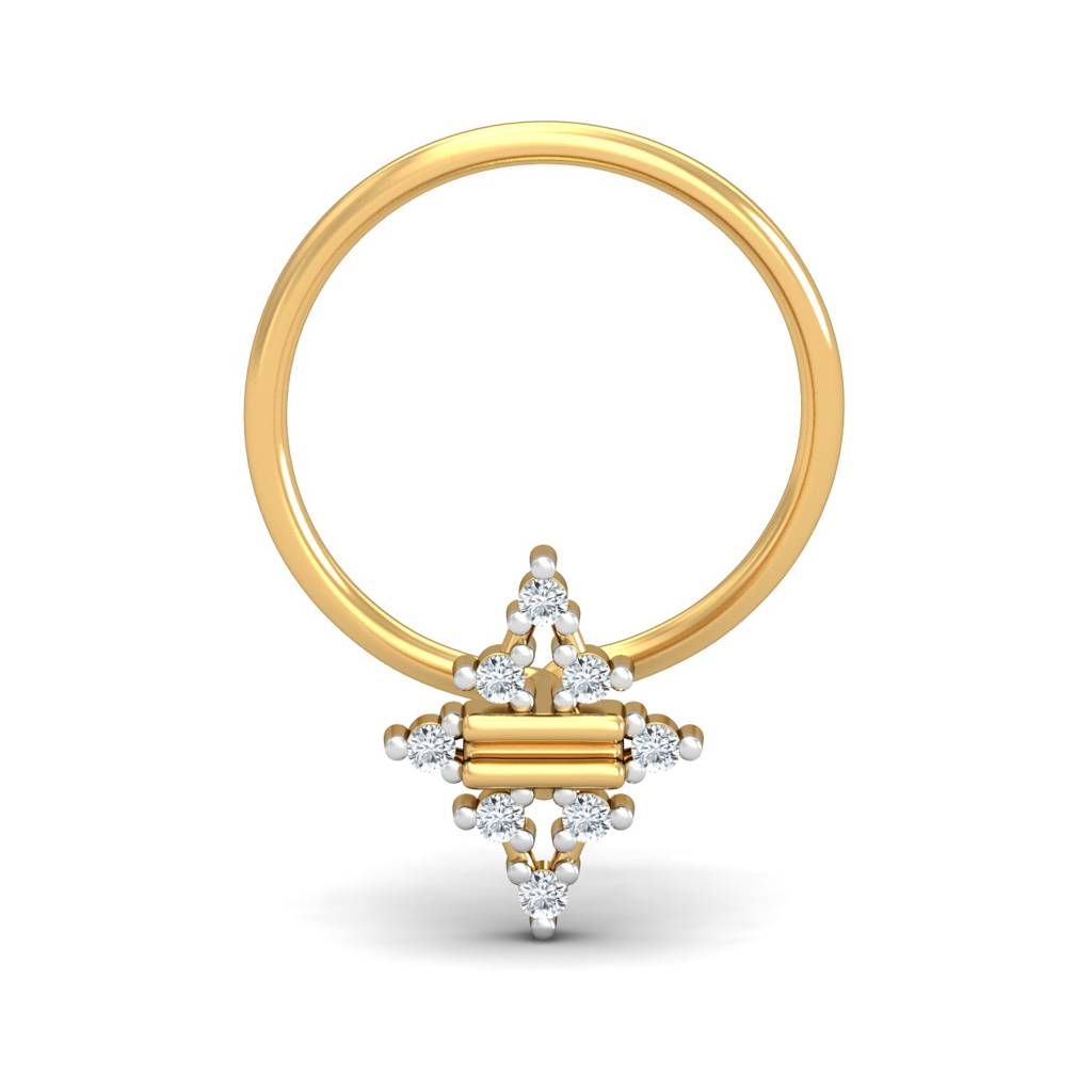 KuberBox 18K Yellow Gold Desire 0.03 Carat Nose Pin