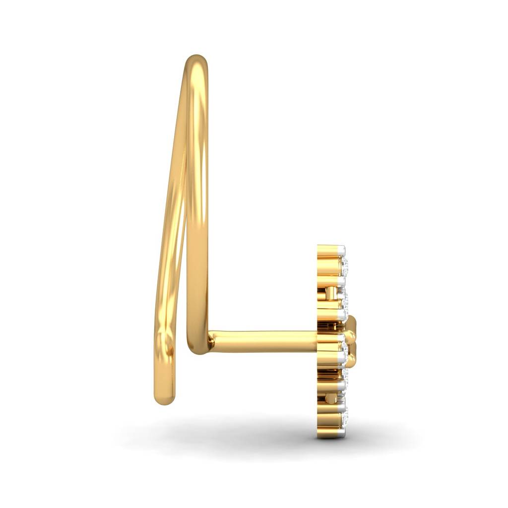 KuberBox 18K Yellow Gold Desire 0.03 Carat Nose Pin