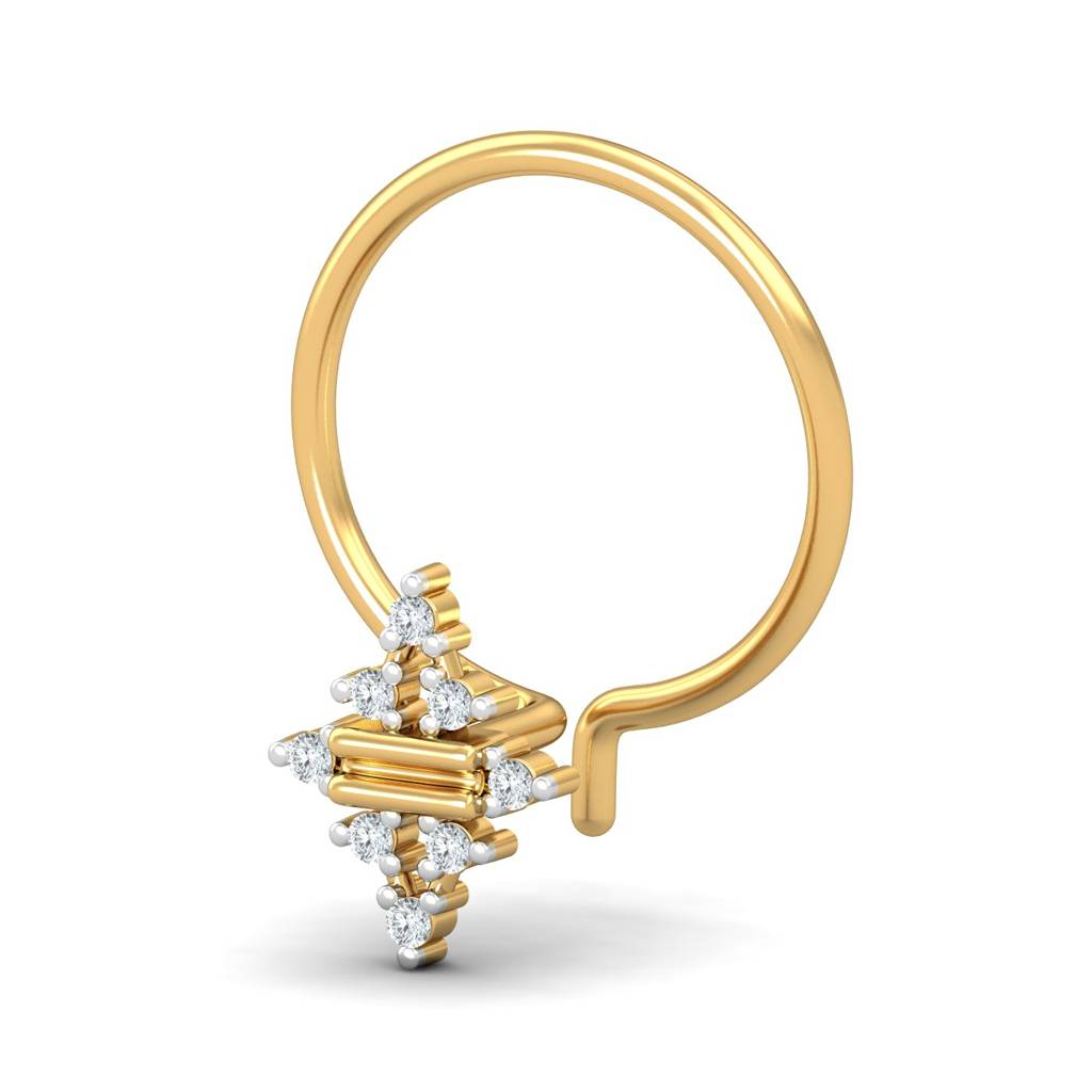 KuberBox 18K Yellow Gold Desire 0.03 Carat Nose Pin