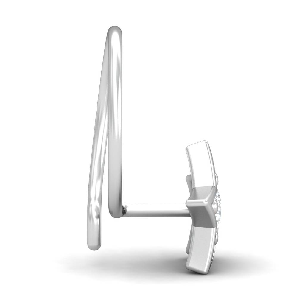 KuberBox 18K White Gold Star 0.06 Carat Nose Pin