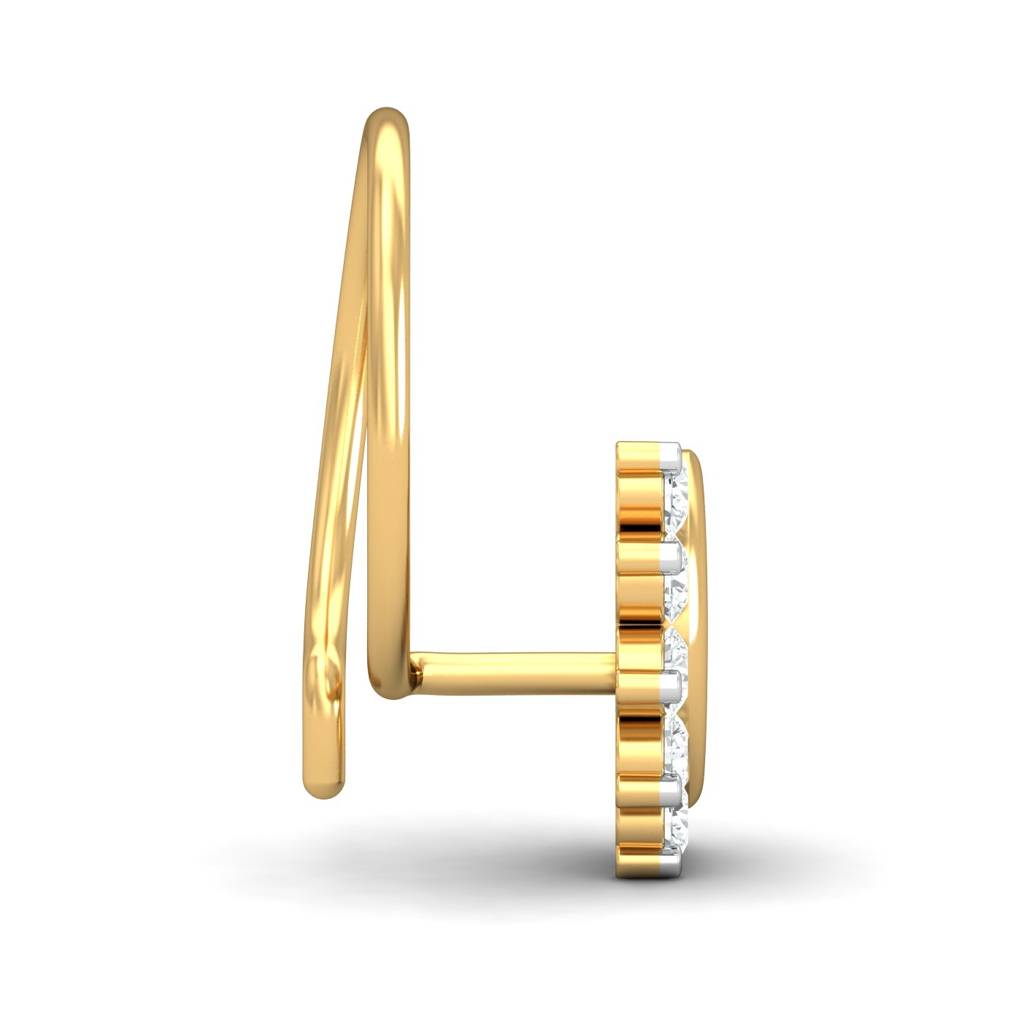 KuberBox 18K Yellow Gold Chandrabindu 0.11 Carat Nose Pin