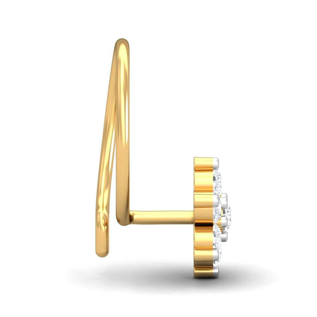 KuberBox 18K Yellow Gold Phool 0.16 Carat Nose Pin