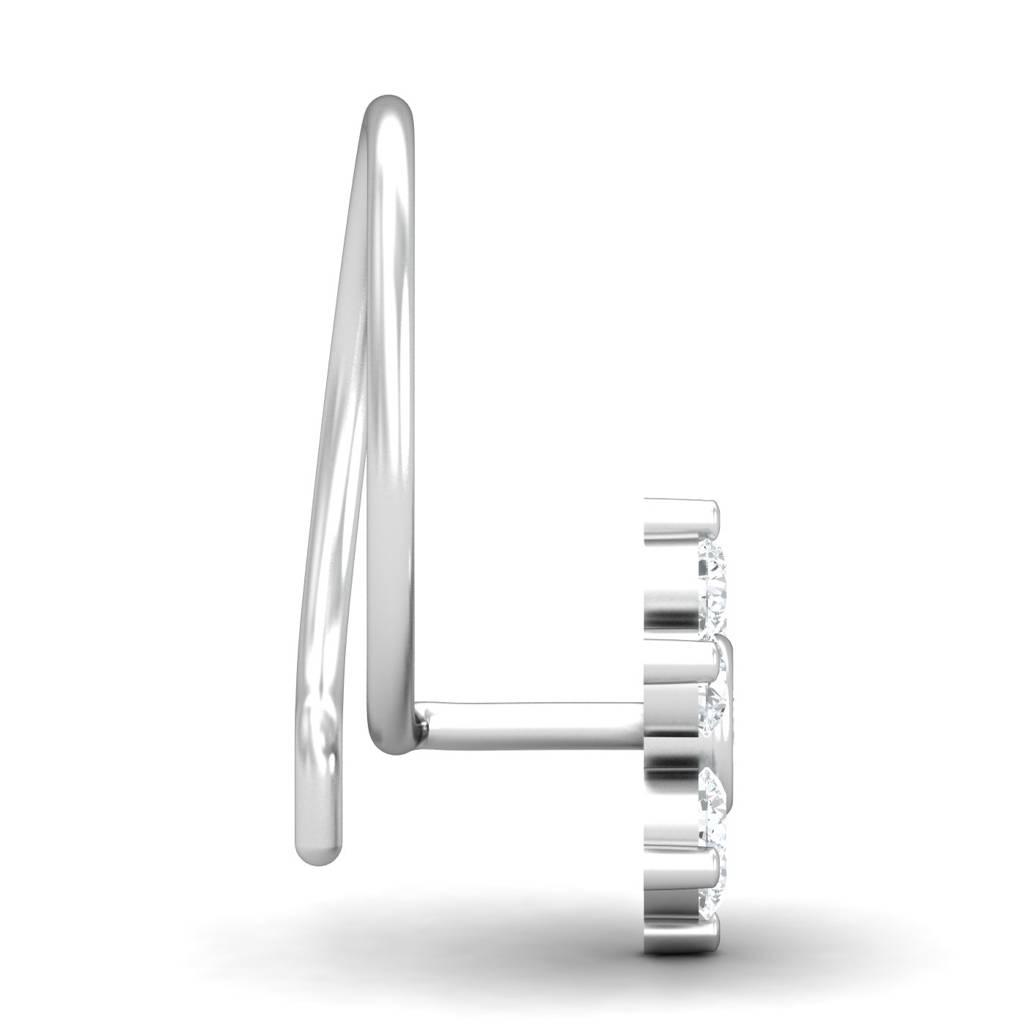 KuberBox 18K White Gold Bezel Love 0.11 Carat Nose Pin
