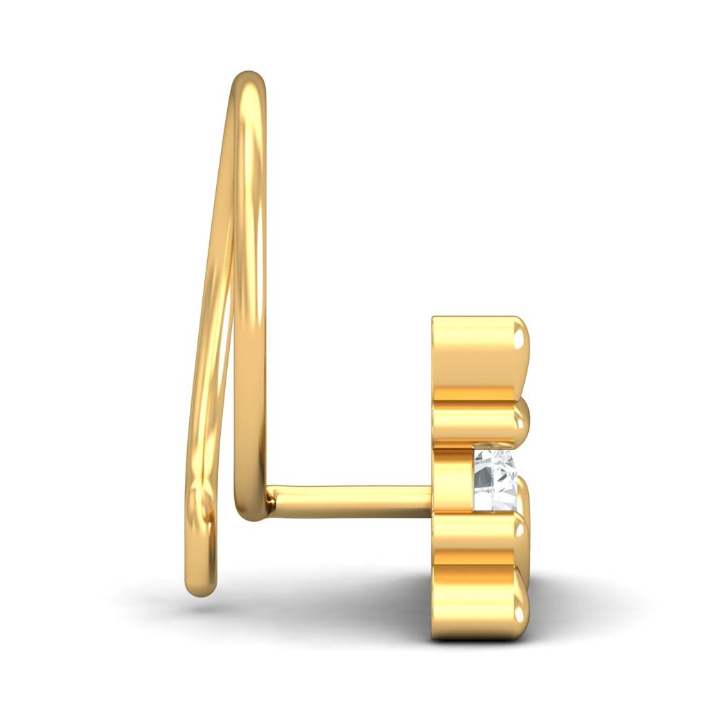 KuberBox 18K Yellow Gold Triangular 0.11 Carat Nose Pin