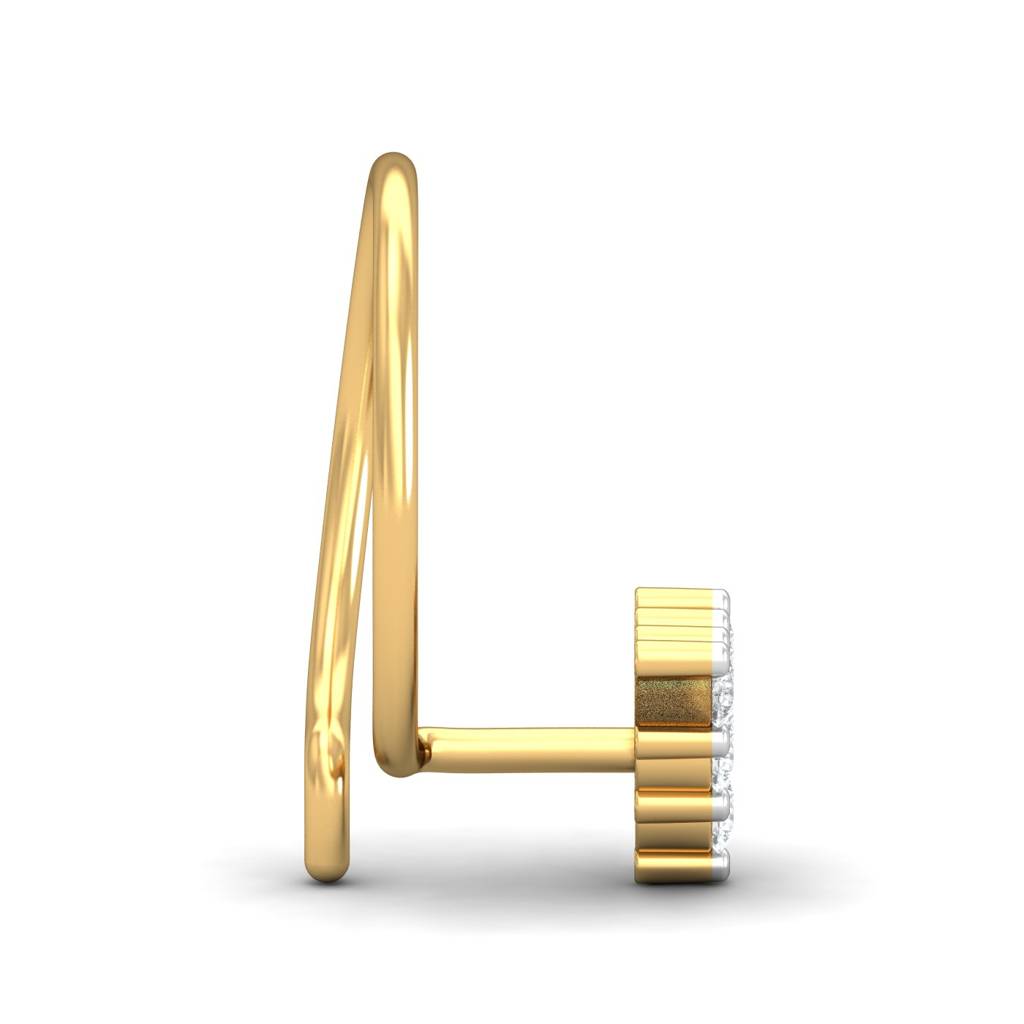 KuberBox 18K Yellow Gold Trikon 0.07 Carat Nose Pin