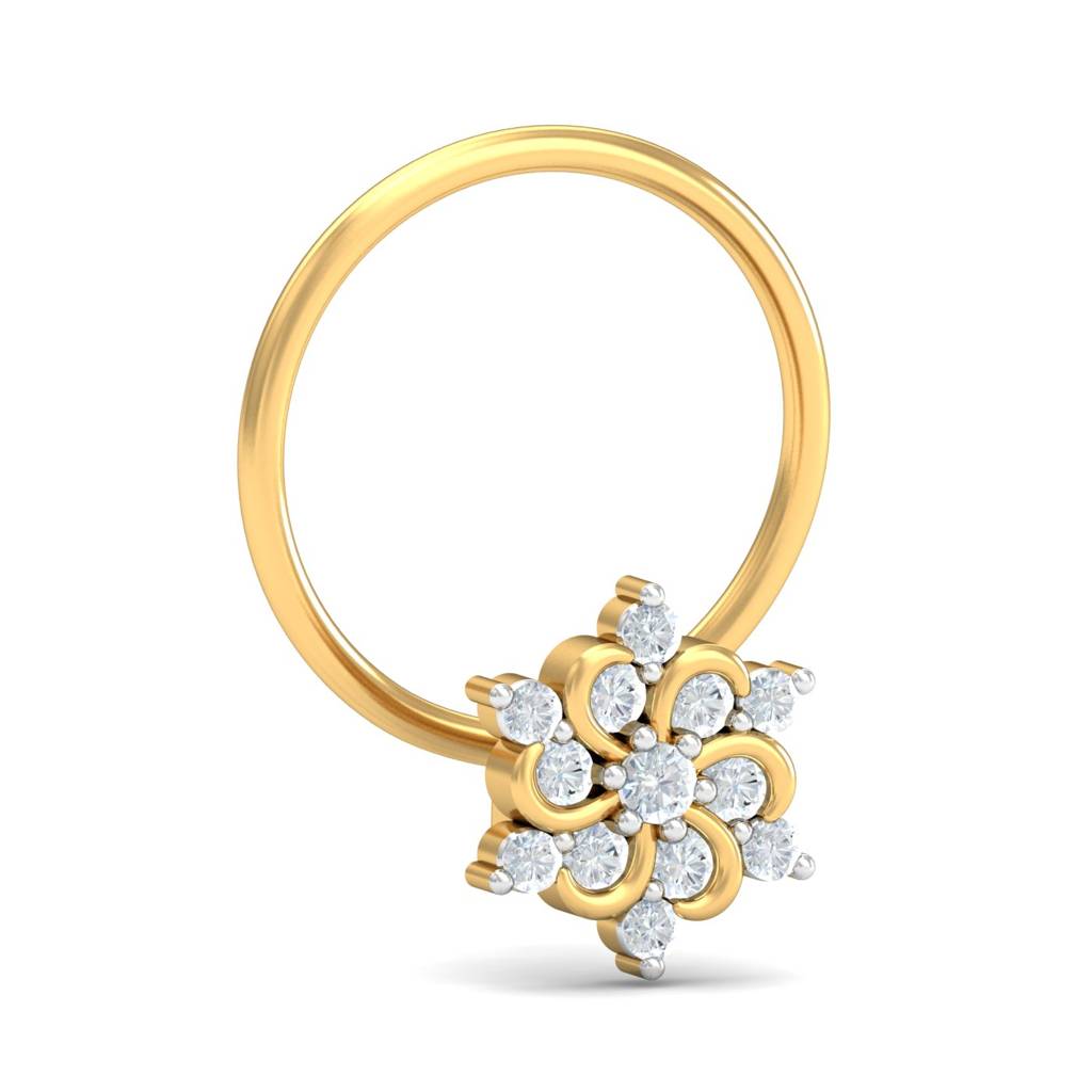 KuberBox 18K Yellow Gold Samriddhi Nose Pin