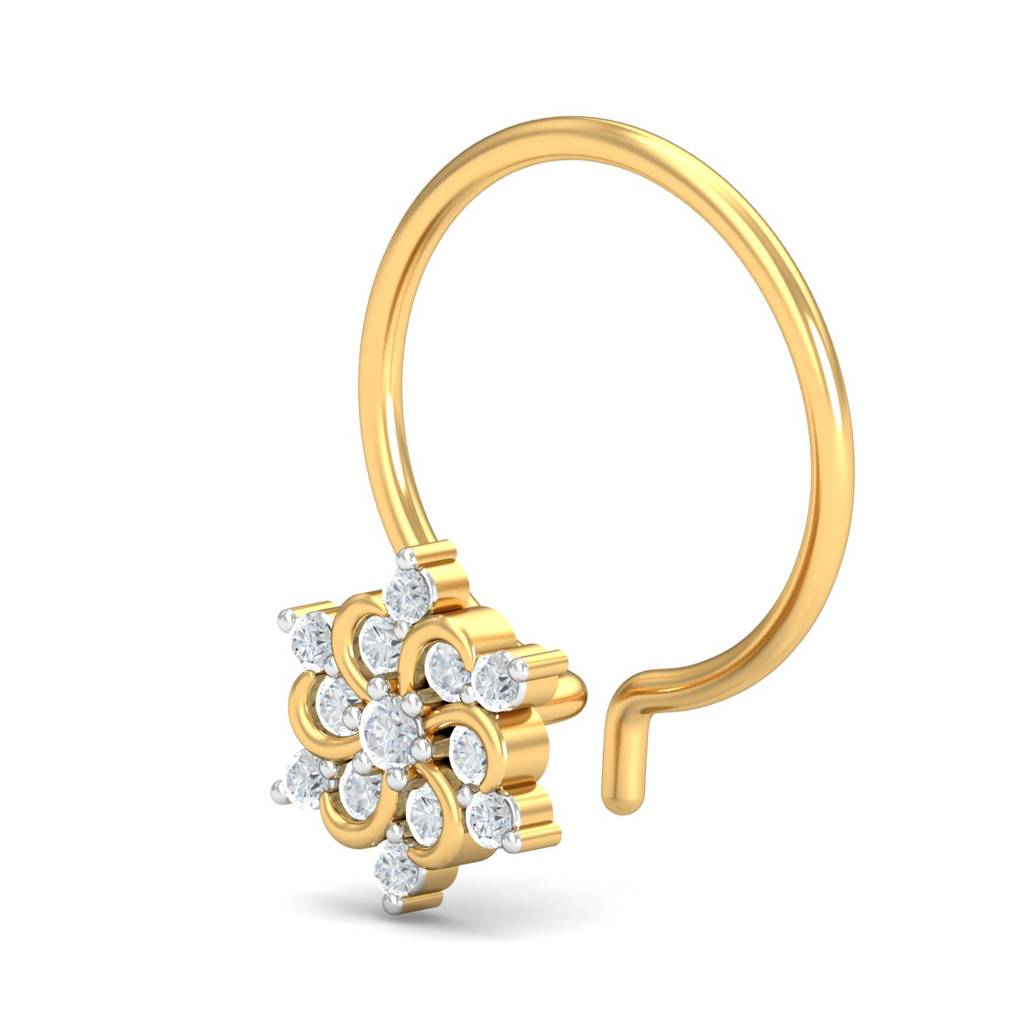 KuberBox 18K Yellow Gold Samriddhi Nose Pin