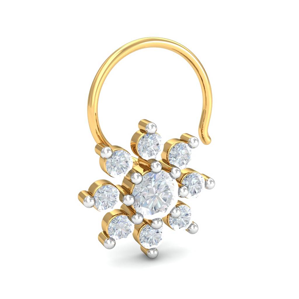 KuberBox 18K Yellow Gold Suru 0.26 Carats Nose Pin