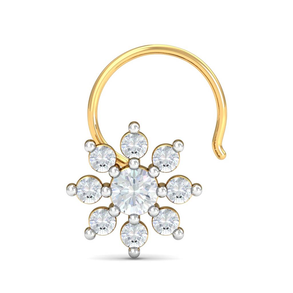 KuberBox 18K Yellow Gold Suru 0.26 Carats Nose Pin