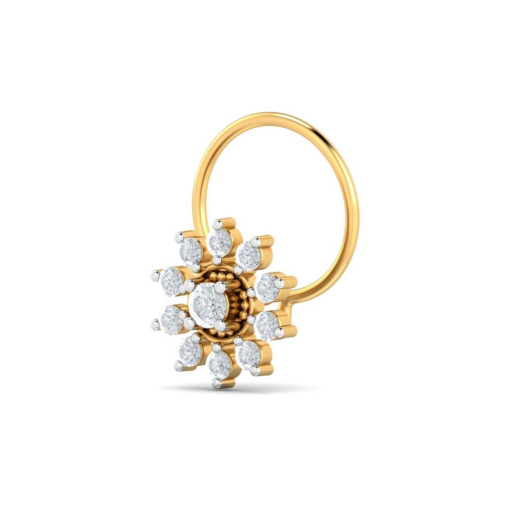 KuberBox 18K Yellow Gold Suru L Nose Pin