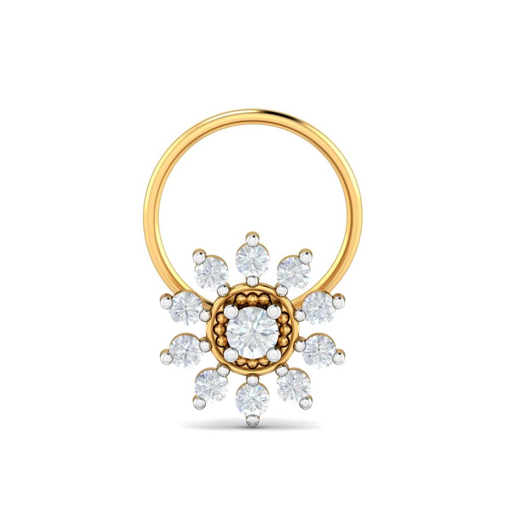KuberBox 18K Yellow Gold Suru L Nose Pin