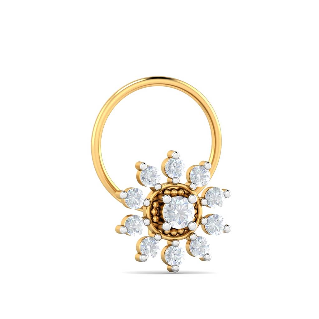KuberBox 18K Yellow Gold Suru L Nose Pin