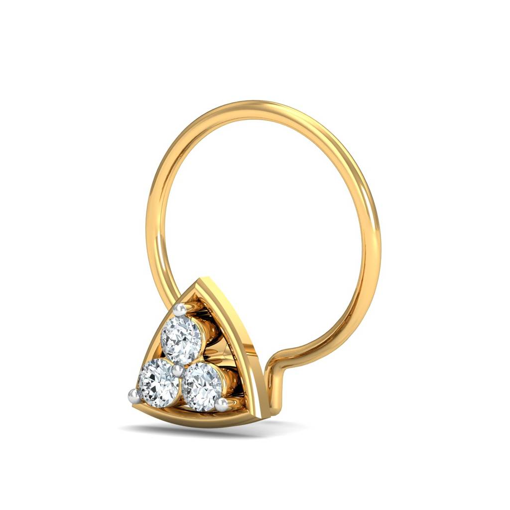 KuberBox 18K Yellow Gold Demira Pin Nose Pin