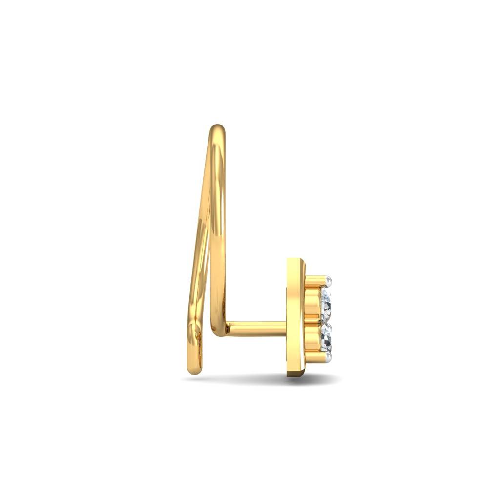 KuberBox 18K Yellow Gold Demira Pin Nose Pin