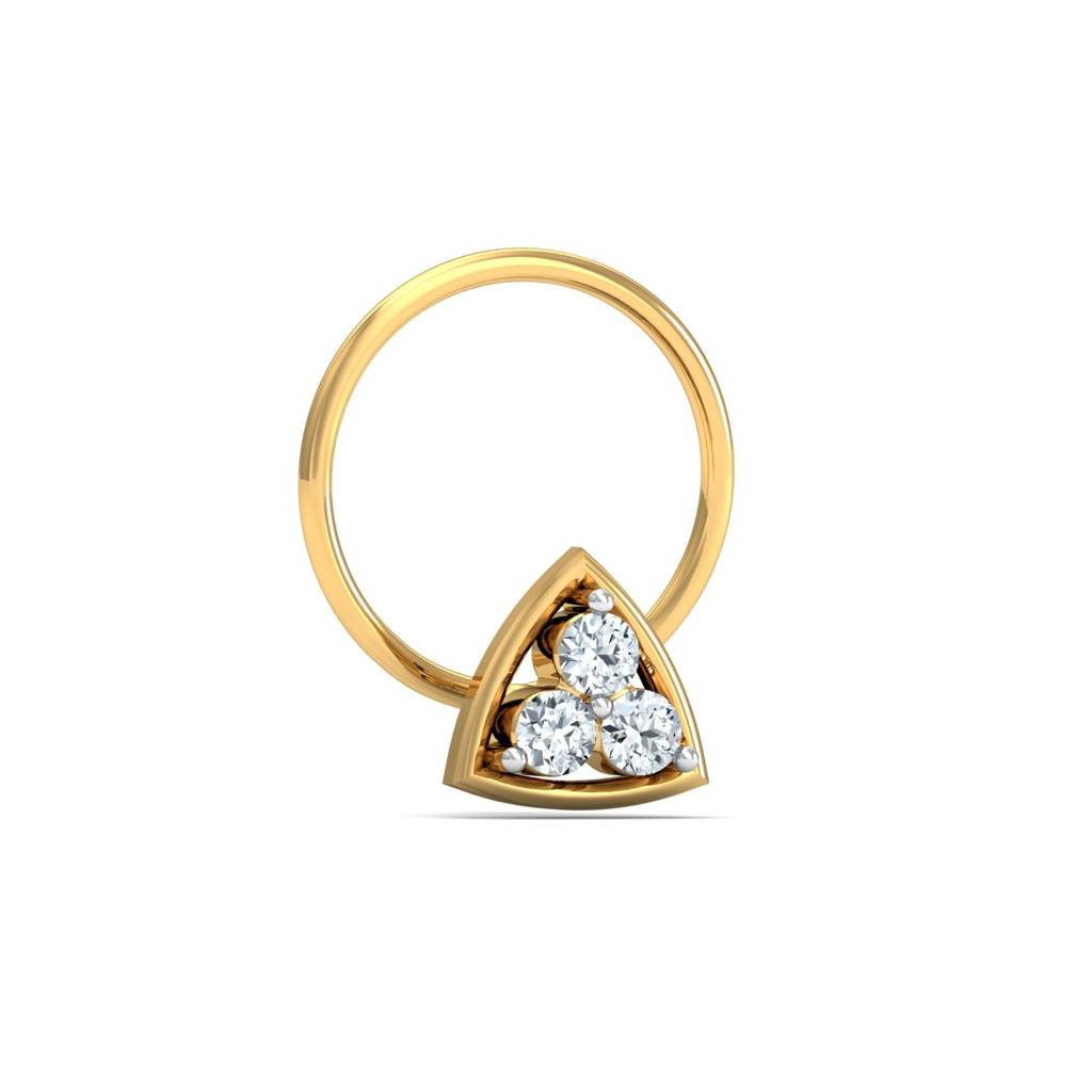 KuberBox 18K Yellow Gold Demira Pin Nose Pin
